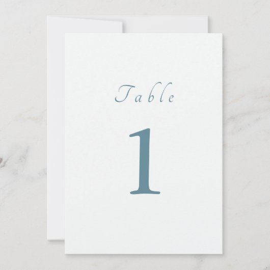 Elegant Script Minimal Blue Trouwtafel Nummer Kaart (Voorkant)