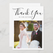 Élégant script minimal Mariage photo Merci (Devant / Derrière)