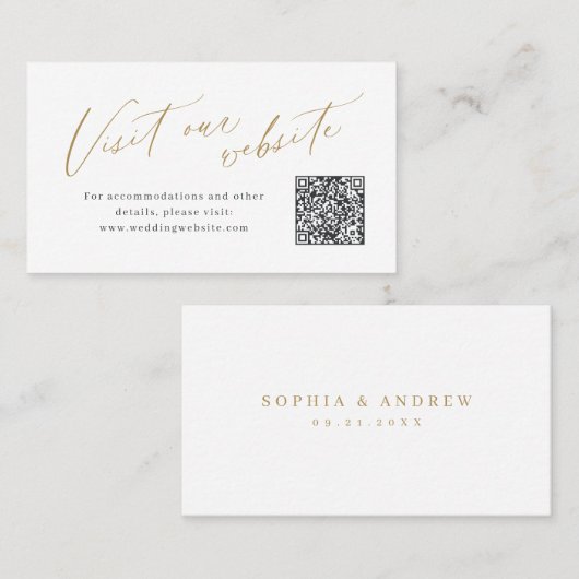 Elegant script minimal QR code website Insert card Plaatskaartje (Voorkant / Achterkant)