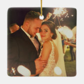 Elegant Script Minimal Roos Gold Heart Wedding Keramisch Ornament (Achterkant)