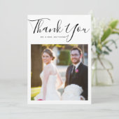 Elegant Script Minimal Weddenschap Foto bedankt (Staand voorkant)