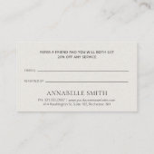 Elegant Script minimalist beige Modern Simple Aanbevelingskaartje (Achterkant)