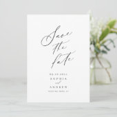 Elegant script minimalist bruiloft bewaart de datu save the date (Staand voorkant)