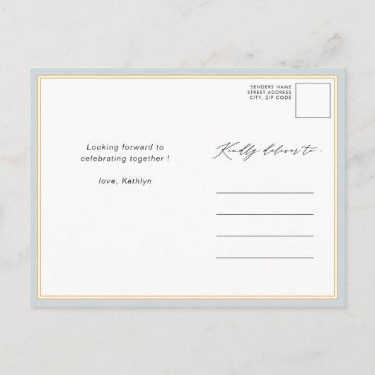 Elegant Script Minimalist Modern Vrijgezellenfeest Uitnodiging Briefkaart (Achterkant)
