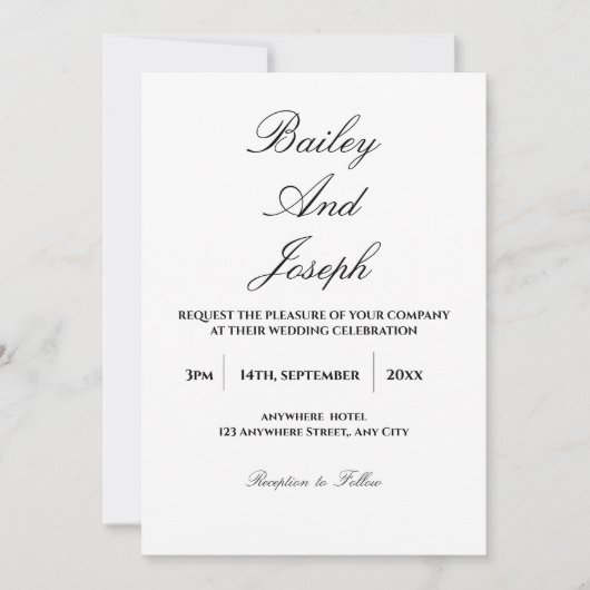 Elegant Script Minimalist Wedding Invitation (Devant)