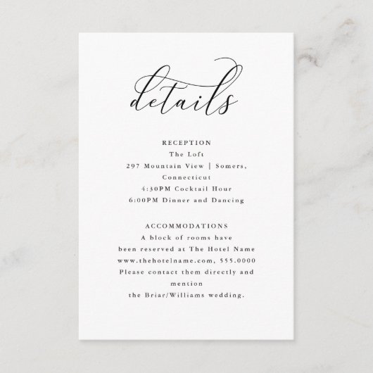 Elegant Script minimalistisch bewerkbare bruiloft  Informatiekaartje (Voorkant)