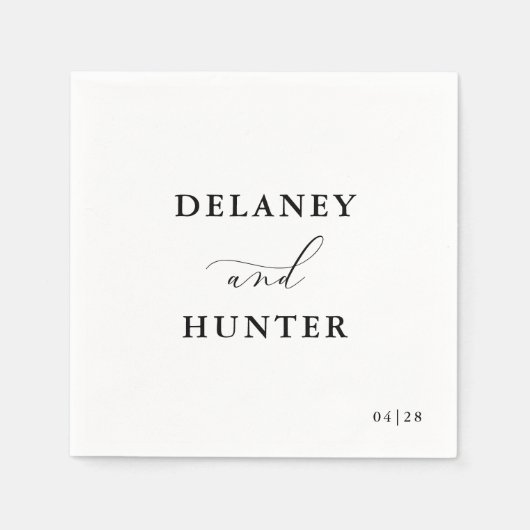 Elegant Script minimalistisch bewerkbare bruiloft Servet (Voorkant)