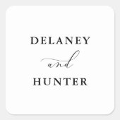 Elegant Script minimalistisch bewerkbare bruiloft Vierkante Sticker (Voorkant)