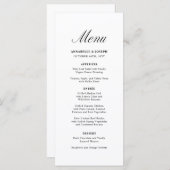 Elegant Script minimalistisch formeel wit bruiloft Menu (Voorkant / Achterkant)