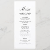 Elegant Script minimalistisch formeel wit bruiloft Menu (Voorkant)