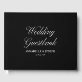 Elegant Script minimalistisch formeel zwart bruilo Gastenboek (Voorkant)
