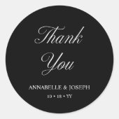 Elegant Script minimalistisch formeel zwart bruilo Ronde Sticker (Voorkant)