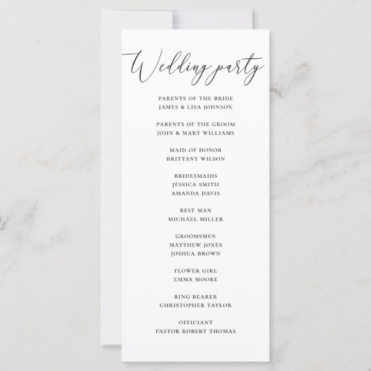 Elegant script minimalistisch huwelijksceremonie p (Achterkant)