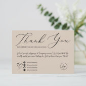 Elegant script minimalistisch latte bestelling dan bedankkaart (Staand voorkant)