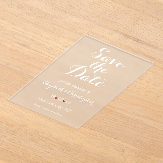 Elegant script minimalistische bruiloft Bewaar de  Acryl Uitnodigingen (Laagn)