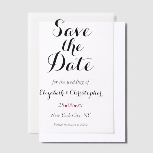 Elegant script minimalistische bruiloft Bewaar de  Vellum Uitnodigingen (Offset)