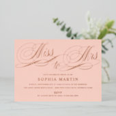 Elegant Script Miss to Mrs Blush Vrijgezellenfeest Folie Uitnodiging (Staand Voorkant)