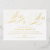 Elegant Script Miss to Mrs. Bridal Shower Gold Folie Uitnodiging (Voorkant)