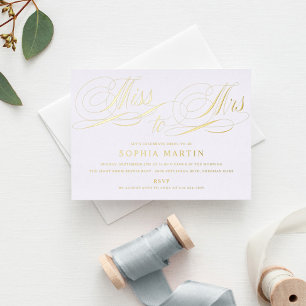 Elegant Script Miss to Mrs. Bridal Shower Gold Folie Uitnodiging