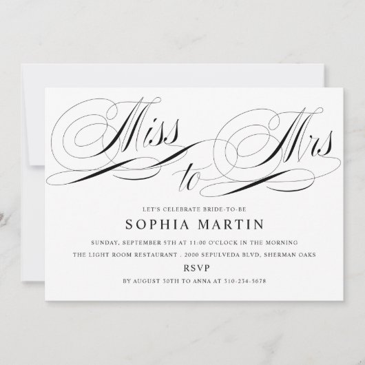 Elegant Script Miss to Mrs Vrijgezellenfeest Kaart (Voorkant)