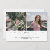 Elegant Script Modern 3 Foto Afstuderen Aankondiging (Achterkant)