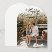 Elegant Script Modern Arch 1 Photo Christmas Card Kaart (Voorkant / Achterkant)