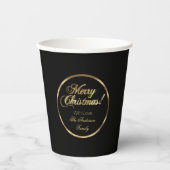 Elegant Script Modern Black en Gold Kerstmis Papieren Bekers (Voorkant)