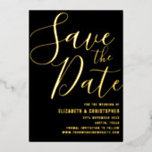 Elegant Script Modern Black & Gold Save the Date Folie Uitnodiging (Voorkant)