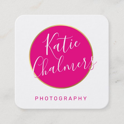 ELEGANT script modern chic  goud heet roze Vierkante Visitekaartje (Voorkant)