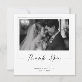 Elegant Script Modern Classic Newlywed Photo Bedankkaart (Voorkant)