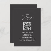 Elegant Script Modern Grijs Eenvoudig QR Bruiloft Informatiekaartje (Voorkant / Achterkant)