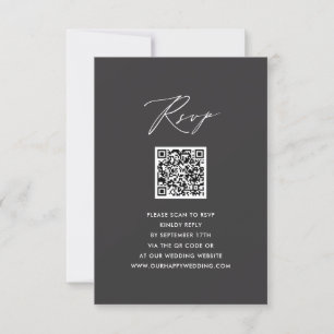 Elegant Script Modern Grijs Eenvoudig QR Bruiloft RSVP Kaartje