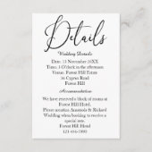 Elegant Script Modern Minimalistisch Bruiloft Deta Informatiekaartje (Voorkant)