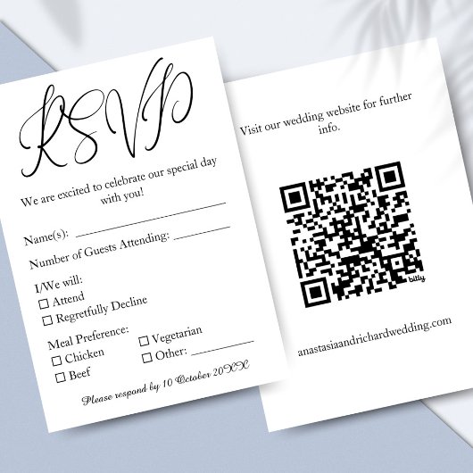 Elegant Script Modern Minimalistisch Bruiloft RSVP Kaartje