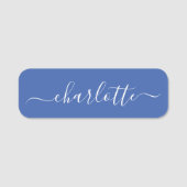 Elegant Script Modern Name Personalized Blue Naamplaatje (Voorkant)