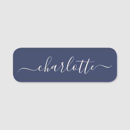 Elegant Script Modern Name Personalized Navy Blue Naamplaatje (Voorkant)