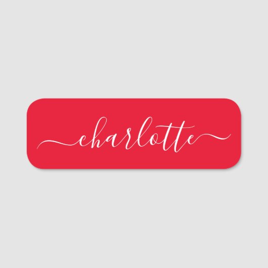 Elegant Script Modern Name Personalized Red Naamplaatje (Voorkant)