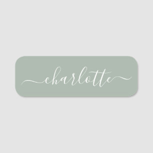 Elegant Script Modern Name Persoonlijke Sage Green Naamplaatje