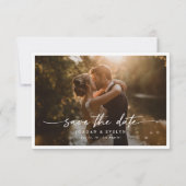Elegant Script Modern Overlay Photo Wedding Save The Date (Voorkant)