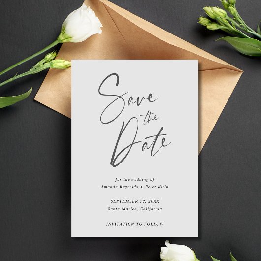 Elegant Script Modern Photo Wedding Save The Date