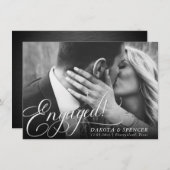 Elegant script | Modern Script Photo Verloving Aankondiging (Voorkant / Achterkant)