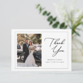 Elegant Script Modern Wedding Boho Photo  Bedankkaart (Staand voorkant)