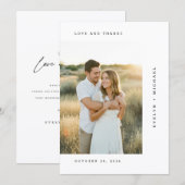 Elegant Script Modern Wedding Photo Bedankkaart (Voorkant / Achterkant)