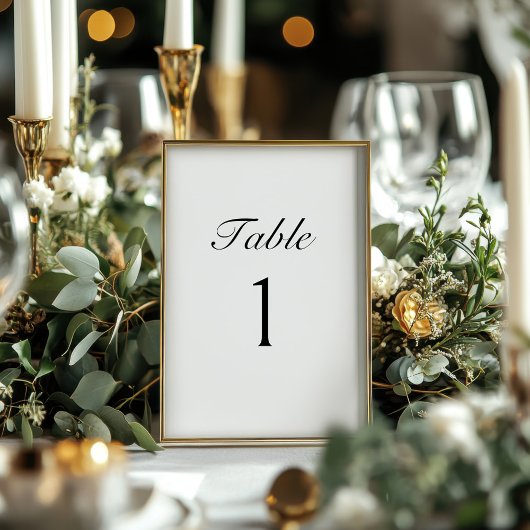 Elegant Script Modern Wedding Table Number Card Kaart