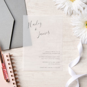 Elegant Script Modern Wedding Vellum Uitnodigingen