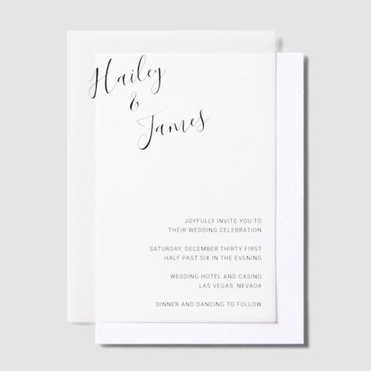 Elegant Script Modern Wedding Vellum Uitnodigingen (Offset)