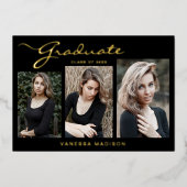 Élégant script moderne | 3 Faire-part photo Grad (Recto)