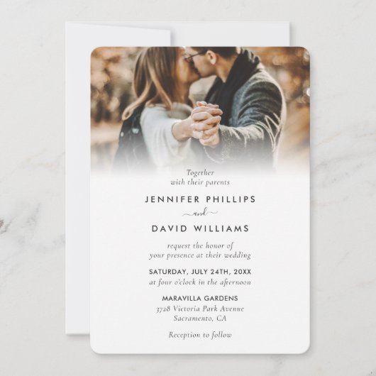 Élégant script moderne 4 Faire-part de mariage pho (Devant)