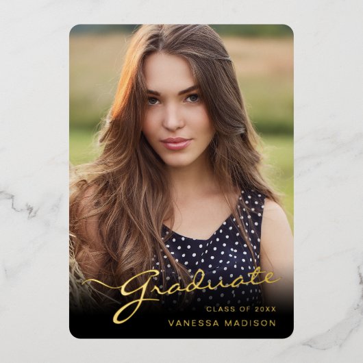 Élégant script moderne | Carte photo tendance (Recto)