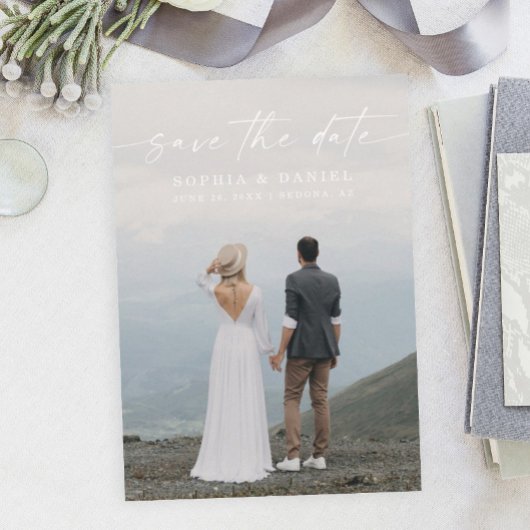 Élégant Script Moderne Enregistrer Le Carte photo